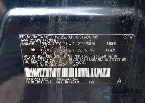 2017 Toyota Rav4 Limited из США, поврежденный, VIN 2T3DFREV2HW550428